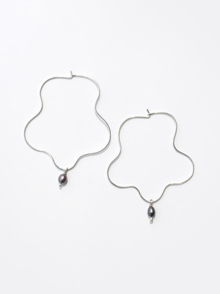 Sea Squiggle Hoops - Silver