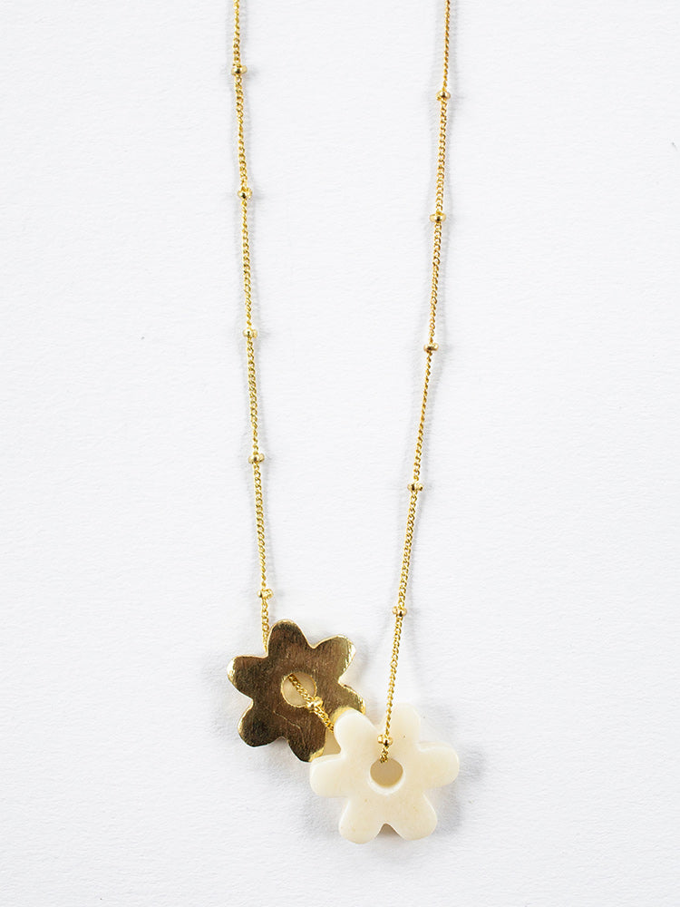 Layered Flower Necklace - Gold