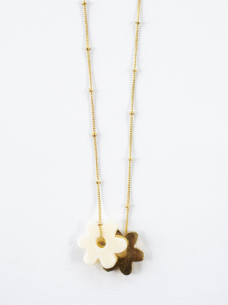 Layered Flower Necklace - Gold