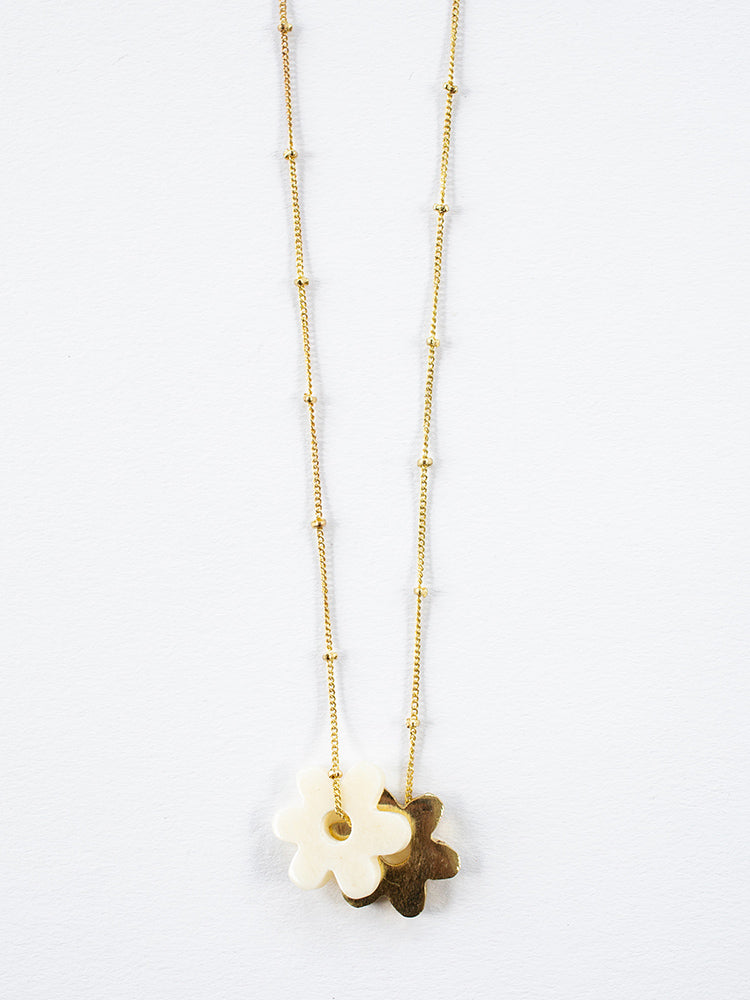 Layered Flower Necklace - Gold