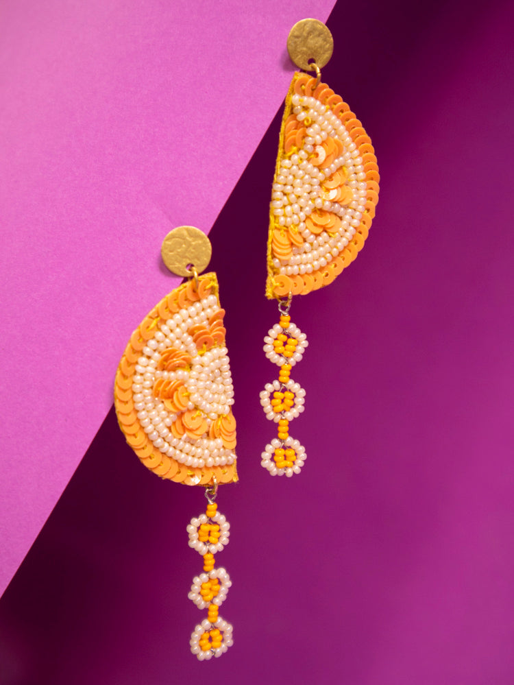 Slice Dangle Earrings - Orange