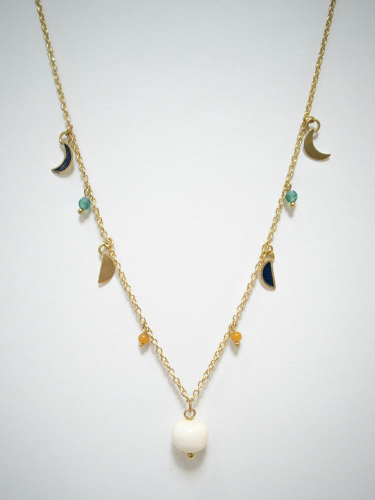 Enamel Moon Necklace - Black