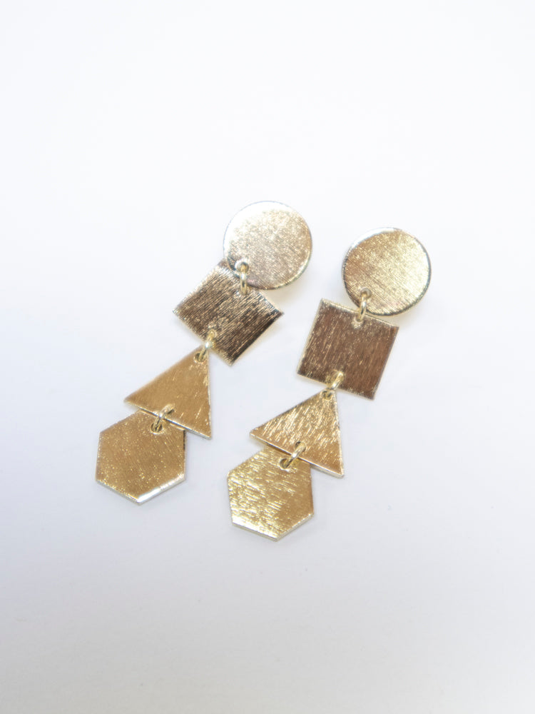 Geometry Dangle Studs - Gold
