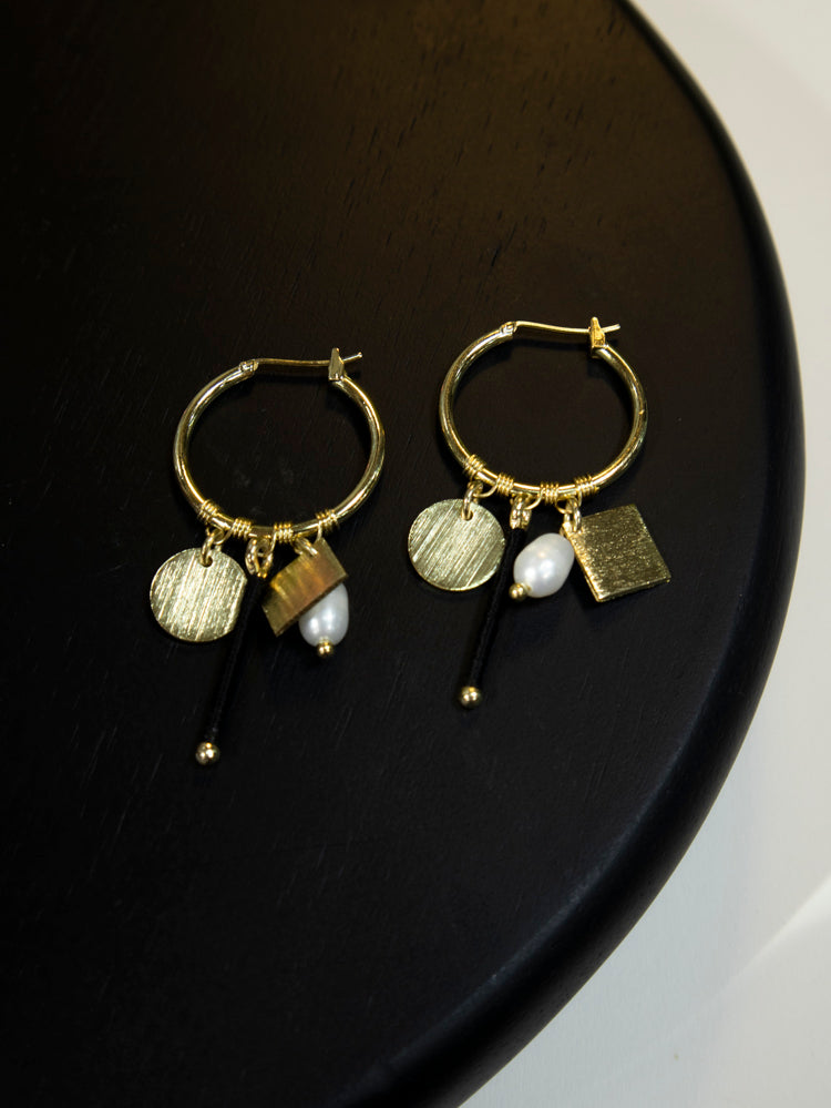 Multi Charm Hoop Earrings - Gold