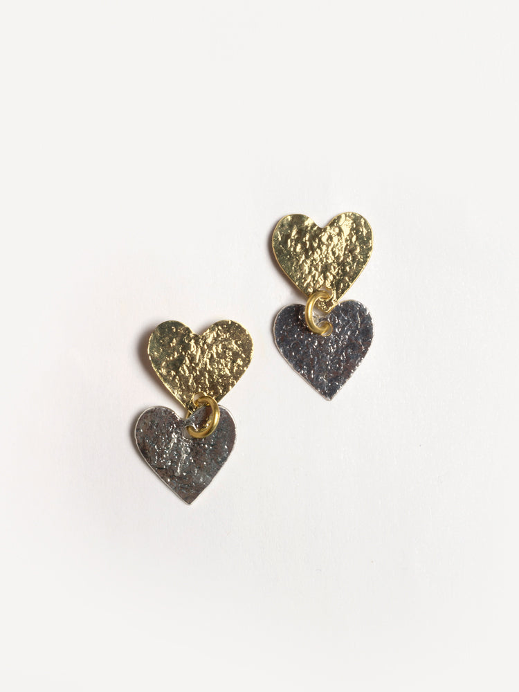 Petite Heart Studs - Metallic