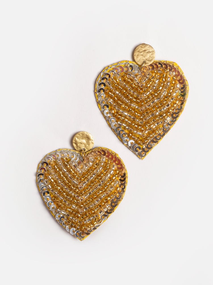 Gilded Heart Earrings - Metallic