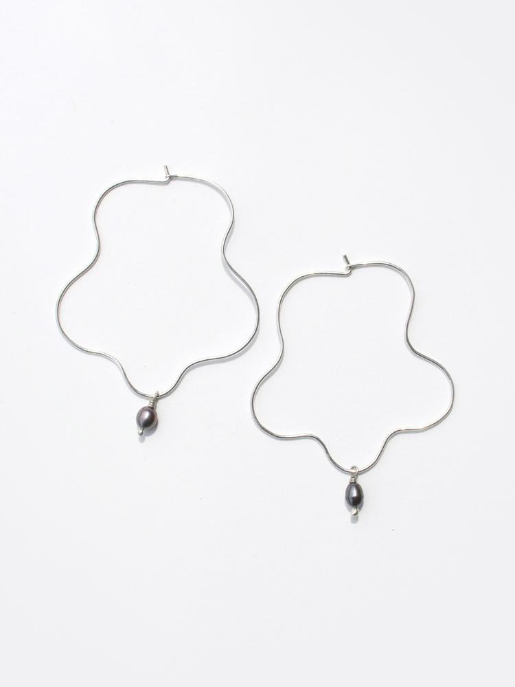 Sea Squiggle Hoops - Silver