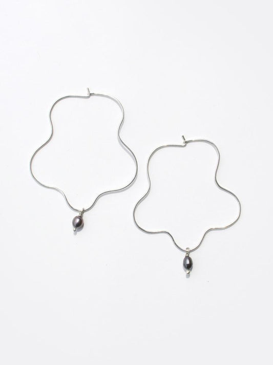 Sea Squiggle Hoops - Silver