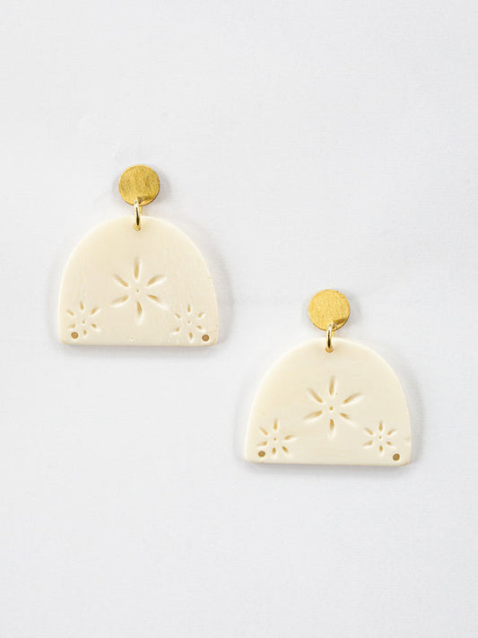 Etched Bone Earrings - White