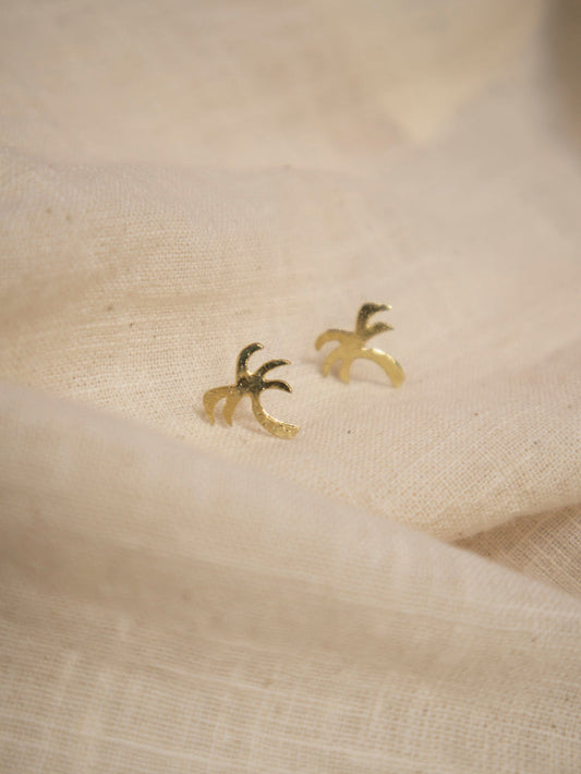 Palm Tree Stud Earrings - Gold